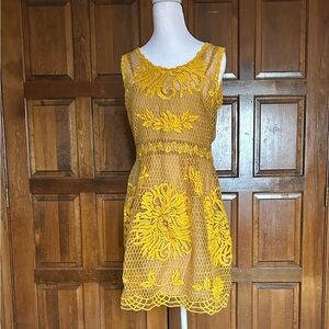 Anthropologie Honeycomb Silk Lace Embroidered Dress by Yoana Baraschi Size 8